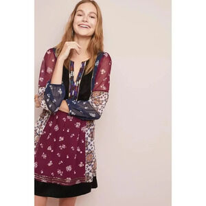 MAEVE Anthropologie M Quartier Latin Long Sleeve Dress Peasant Boho‎